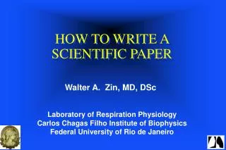 HOW TO WRITE A SCIENTIFIC PAPER