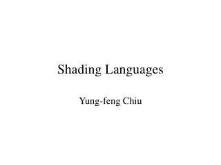 Shading Languages