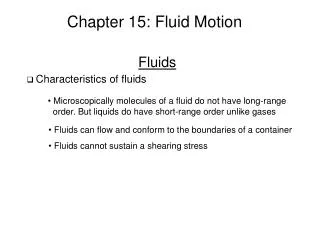 Chapter 15: Fluid Motion