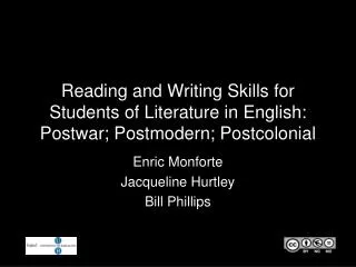 Reading and Writing Skills for Students of Literature in English: Postwar; Postmodern; Postcolonial