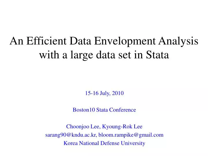 an efficient data envelopment analysis with a large data set in stata