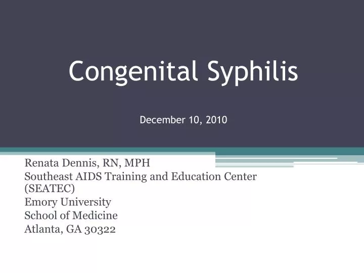 congenital syphilis december 10 2010
