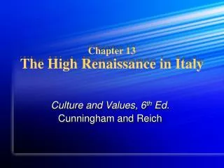 Chapter 13 The High Renaissance in Italy