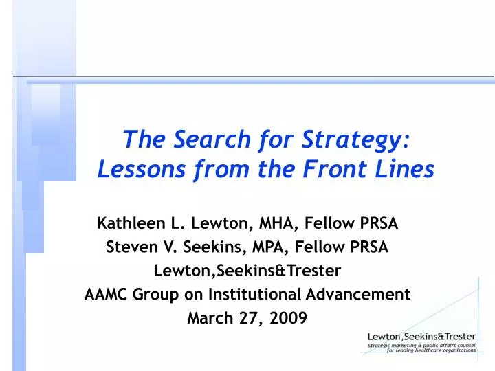 the search for strategy lessons from the front lines