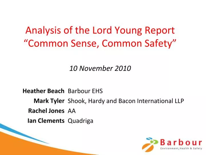 analysis of the lord young report common sense common safety 10 november 2010