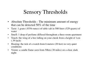 Sensory Thresholds