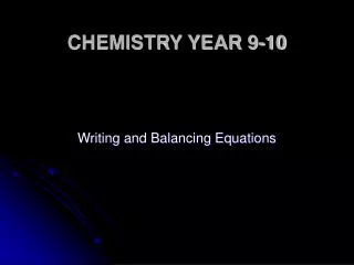 CHEMISTRY YEAR 9-10