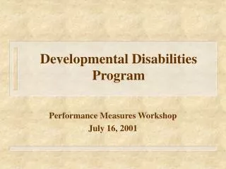 Developmental Disabilities Program