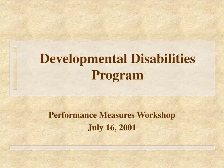 developmental disabilities program