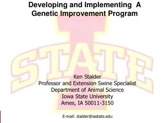 Developing and Implementing A Genetic Improvement Program