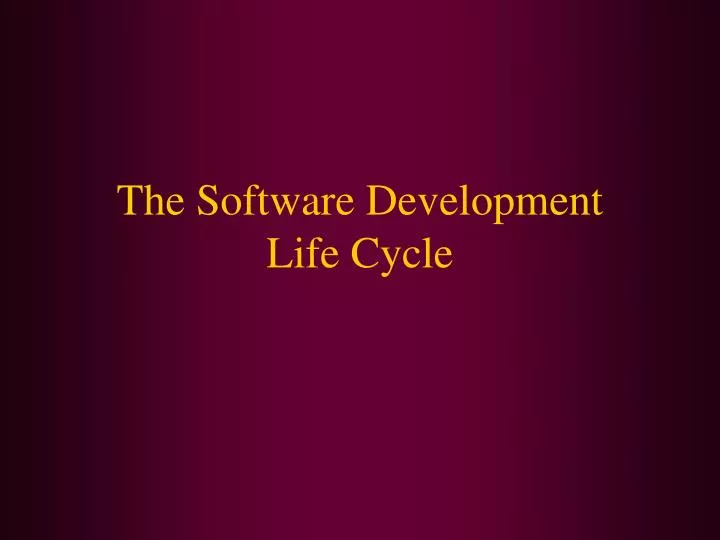 the software development life cycle