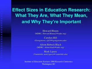 Effect Sizes in Education Research: What They Are, What They Mean, and Why They’re Important