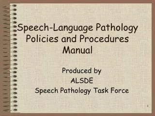 Speech-Language Pathology Policies and Procedures Manual