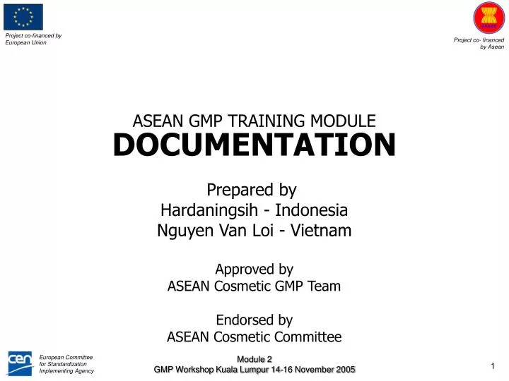 asean gmp training module documentation