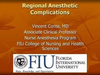 Regional Anesthetic Complications