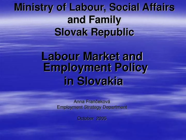 ministry of labour social affairs and family slovak republic
