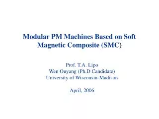 Modular PM Machines Based on Soft Magnetic Composite (SMC )