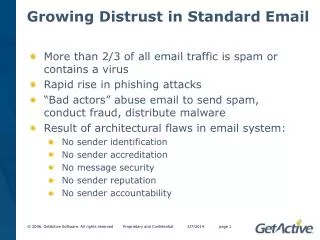 Growing Distrust in Standard Email
