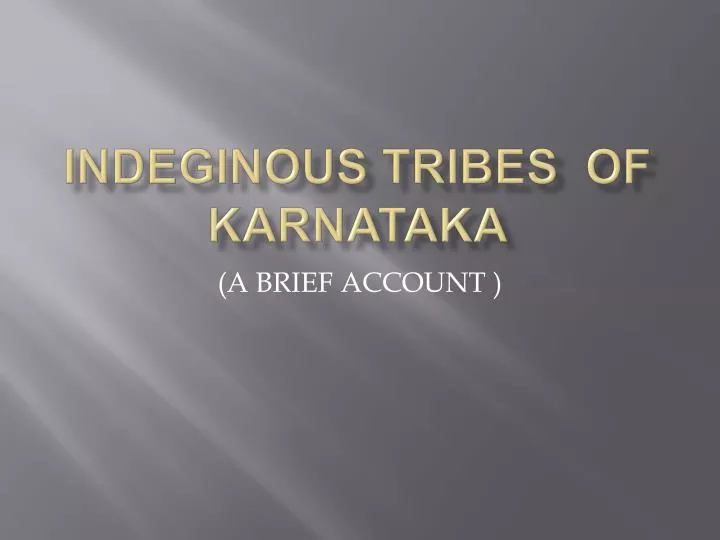 indeginous tribes of karnataka