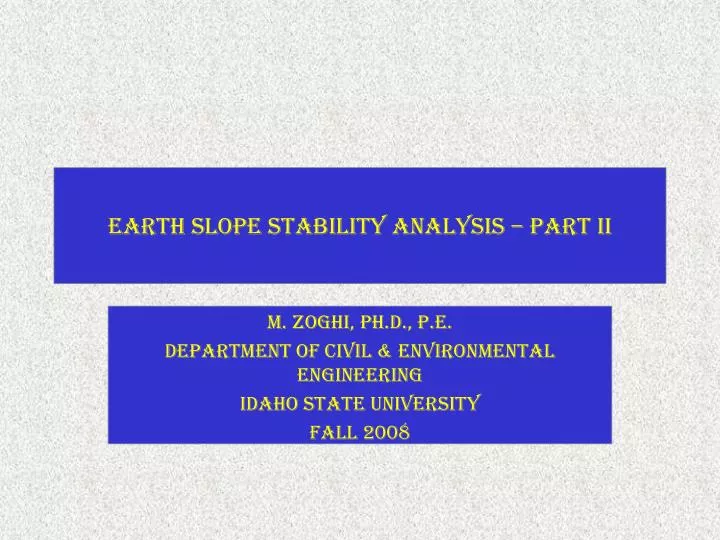 earth slope stability analysis part ii