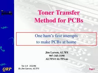 Toner Transfer Method for PCBs