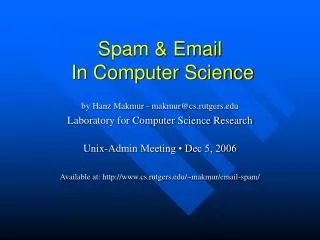 Spam &amp; Email In Computer Science