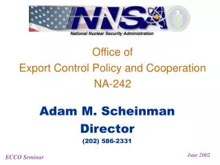 Office of Export Control Policy and Cooperation NA-242