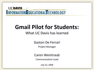 Gmail Pilot for Students: What UC Davis has learned