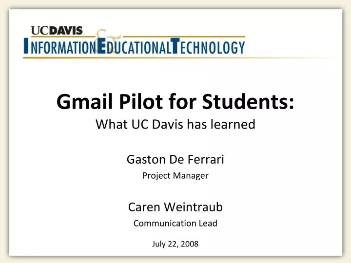 gmail pilot for students what uc davis has learned