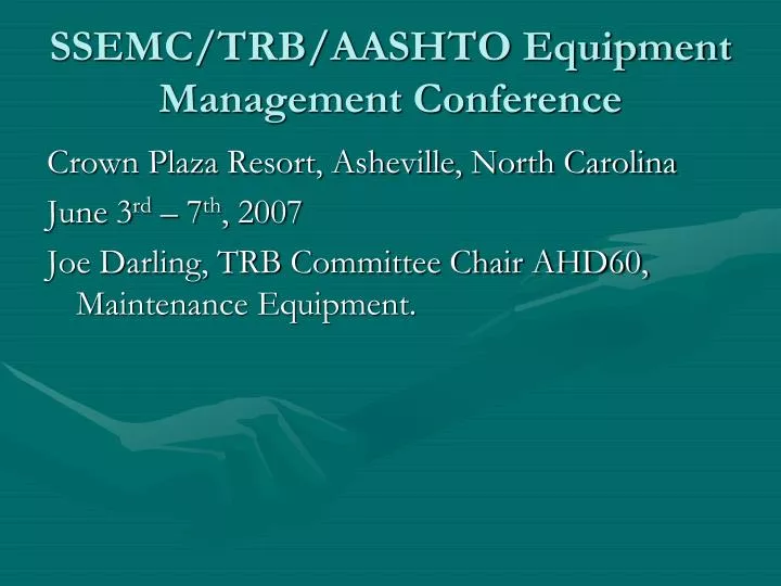 ssemc trb aashto equipment management conference