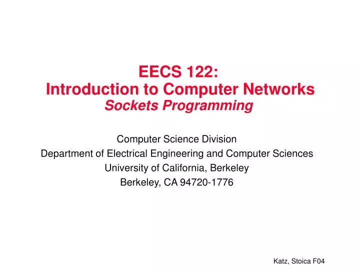 eecs 122 introduction to computer networks sockets programming