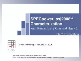 SPECpower_ssj2008** Characterization