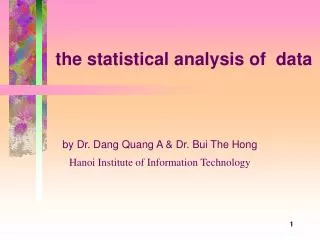 the statistical analysis of data