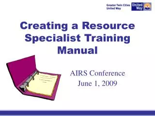 Creating a Resource Specialist Training Manual