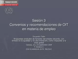 Sesión 3 Convenios y recomendaciones de OIT en materia de empleo