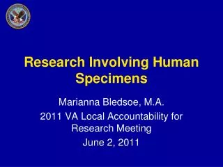 Research Involving Human Specimens