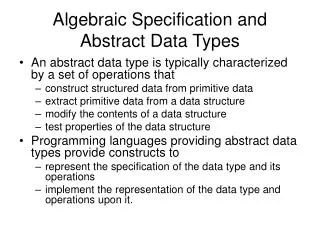 Algebraic Specification and Abstract Data Types