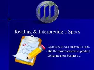 Reading &amp; Interpreting a Specs