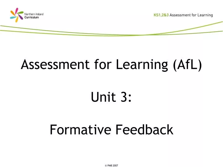 assessment for learning afl unit 3 formative feedback