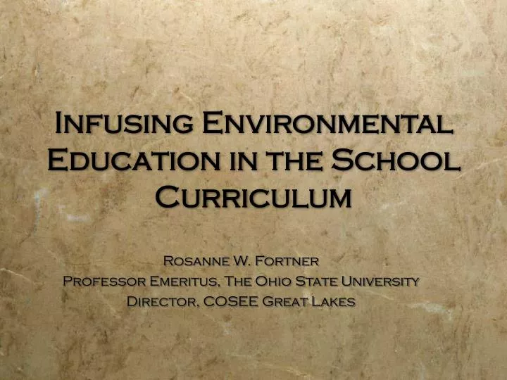 infusing environmental education in the school curriculum