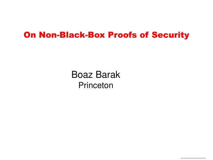 on non black box proofs of security
