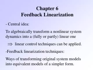 Chapter 6 Feedback Linearization