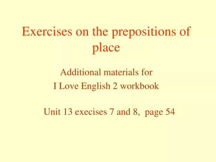 exercises on the prepositions of place