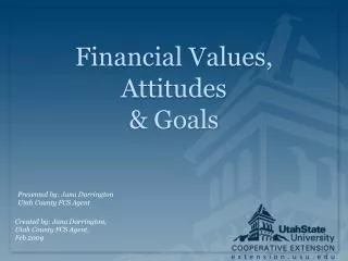 Financial Values, Attitudes &amp; Goals