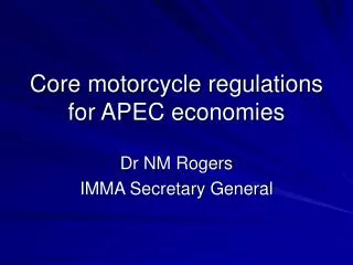 Core motorcycle regulations for APEC economies
