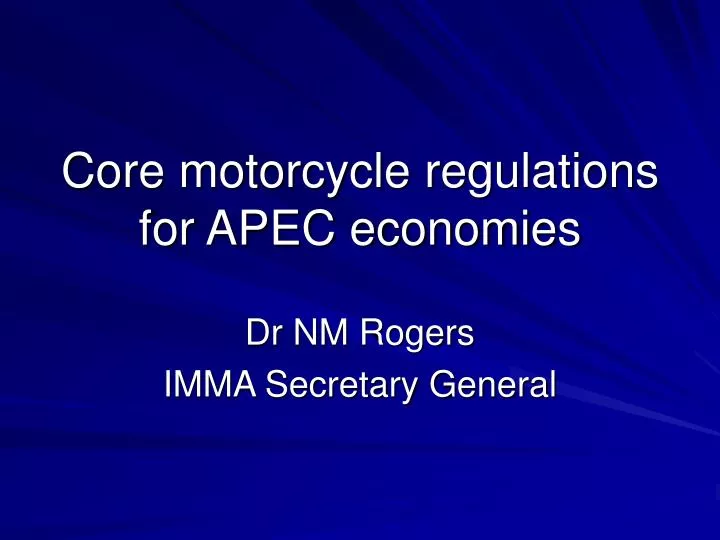 core motorcycle regulations for apec economies