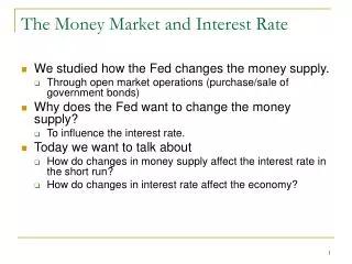 The Money Market and Interest Rate