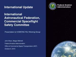 International Update International Astronautical Federation, Commercial Spaceflight Safety Committee