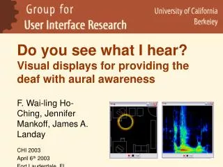 Do you see what I hear? Visual displays for providing the deaf with aural awareness