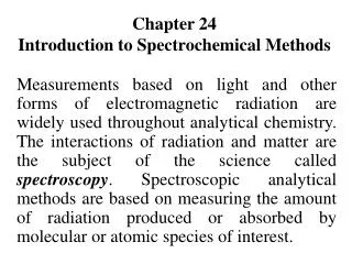 Chapter 24 Introduction to Spectrochemical Methods